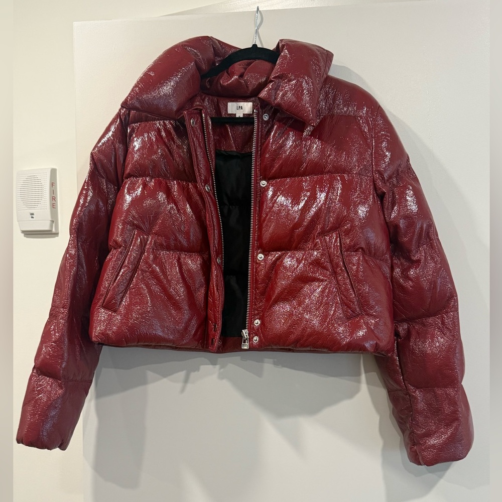 LPA Glossy Burgundy Puffer Jacket